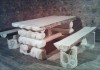 Фото Комплектдеревянной мебели из бревна для кухни и бани из осины.